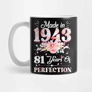 81 Year Old Made In 1943 Floral 81st Birthday Mug